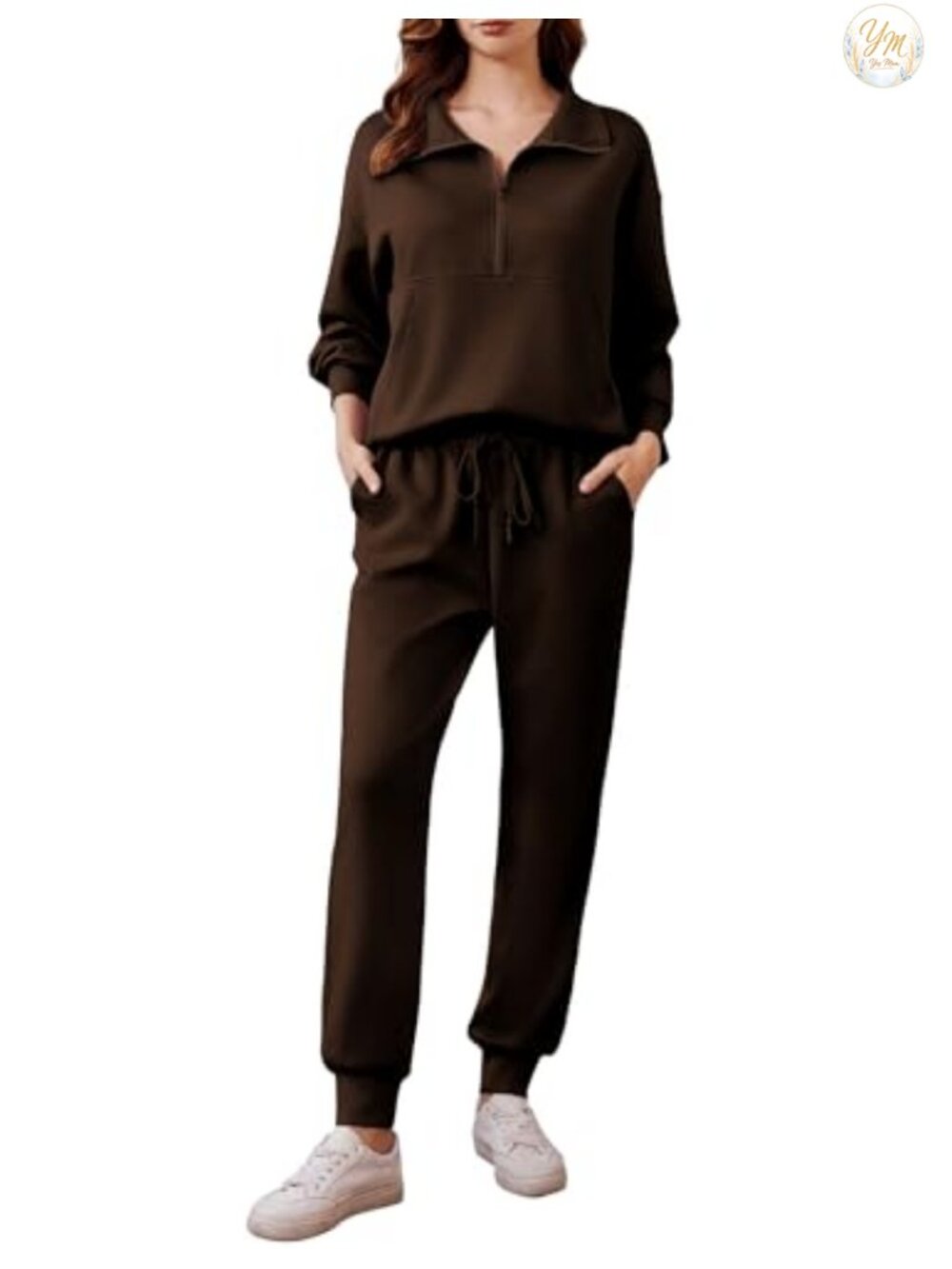 2 Piece Women's Tracksuit Set Long Sleeve Half Zip Jogger Athletic Lounge